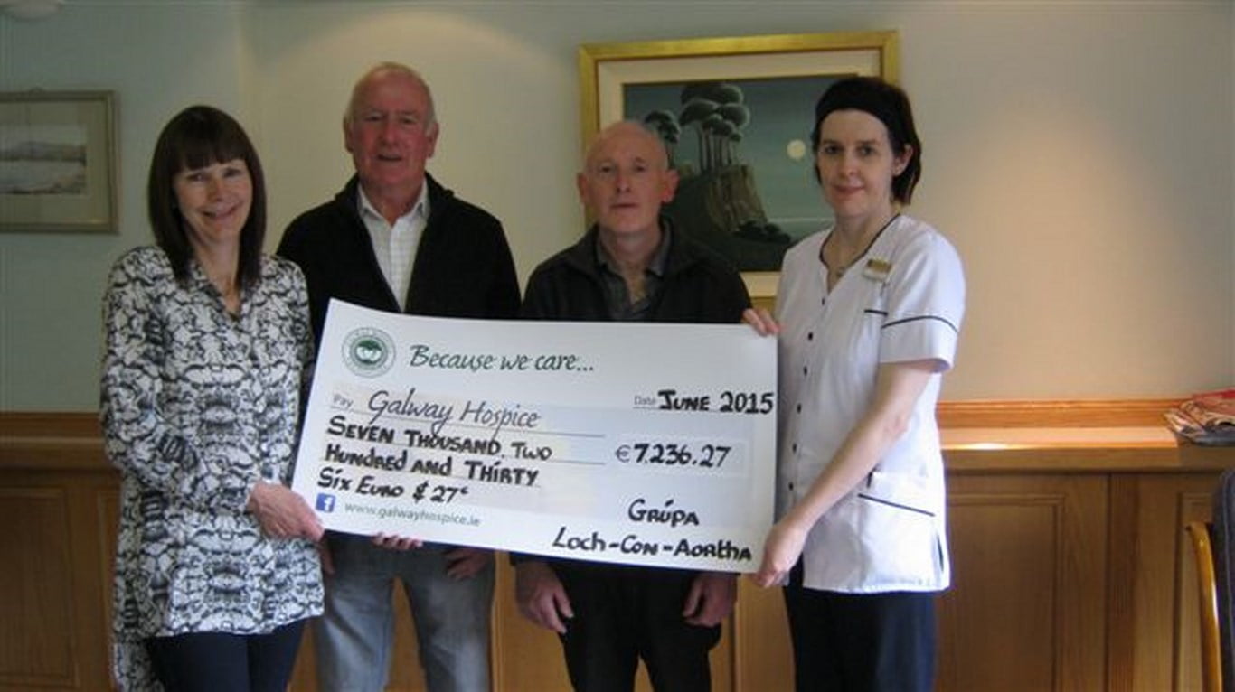 Pictured (l-r): Maureen Sullivan, Louis Ridge, Coleman Cooke and Lottie Morley of Galway Hospice. Absent from photo is Marcus Sullivan.