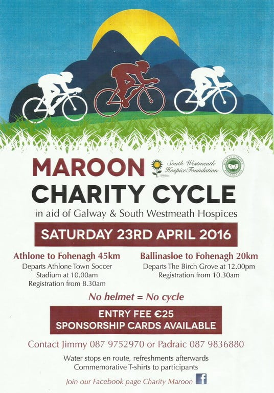 saturday 23rd april maroon charity cycle in aid of christmas cards recycling charity